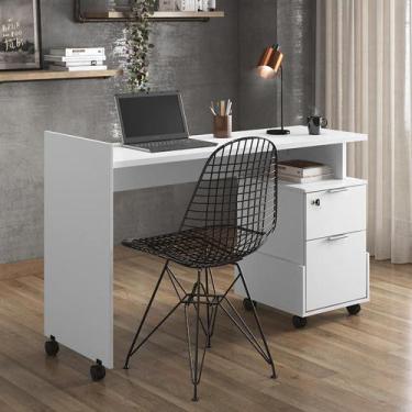Imagem de Escrivaninha Para Computador Office Com 2 Gavetas Alessa M1 Branco - L