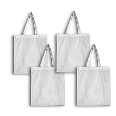 Imagem de 4 Ecobags Lisas Algodão Cru Bolsa Sacola Ecológica Grande 40x35 - Rec 