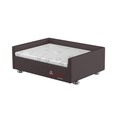 Imagem de Conjunto Cama Box Pet Sleep Pelmex Luxo Marrom e Branco para Cães e Ga
