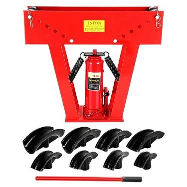 Imagem de Dobrador de tubo hidráulico 1/2 em 16 toneladas manual de cobre ferramenta dobradora de escapamento 8 matrizes (1/2", 3/4", 1-1/4", 1-1/2", 2", 2,5", 3") rolos ajustáveis 90-180 graus de aço de dobra Catraca de metal de ferro Dobrador de Tubos