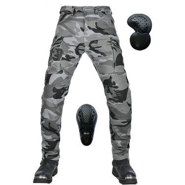 Imagem de Calças masculinas/femininas para motocicleta, jeans com camuflagem protetora para motocicleta, calças de corrida de motocross com armadura removível e à prova d'água, anti-queda, respirável,