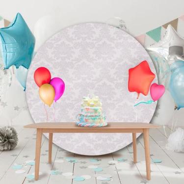 Imagem de Painel Redondo em Jacquard Off-White Medalhão - Jacquard Tradicional, 