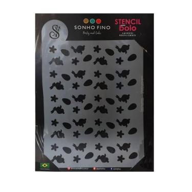 Imagem de Stencil Lavável para Bolo - Tema Páscoa "Coelhinhos e Ovos" - Sonho Fi
