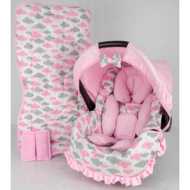 Imagem de Capa de bebê conforto + carrinho + redutor - nuvem rosa nova - ALAN PI