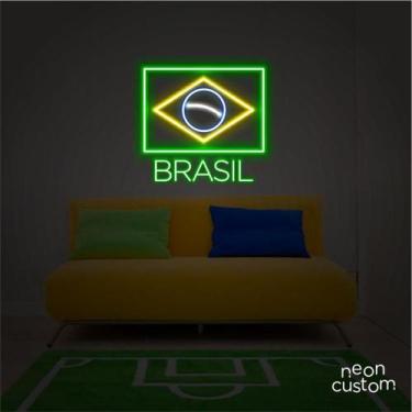 Imagem de painel letreiro led BANDEIRA + BRASIL decoracao festa bar - Neon Custo