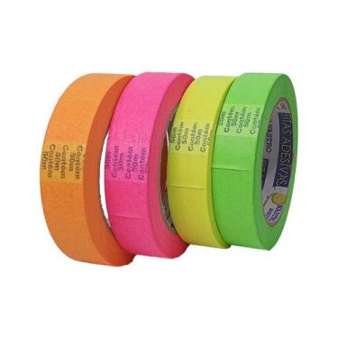 Imagem de Kit De Fita Crepe Neon Colorida Com 4 Cores De 24mm X 50m - Nastro, Ne