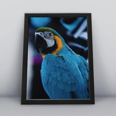 Imagem de Quadro Decorativo Moldura Preta 30x40cm Arara Azul - Gueds Store