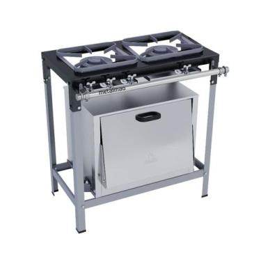 Imagem de Fogão Industrial 2 Bocas Duplas 30X30 com Forno Metalmaq, Gás de Botij