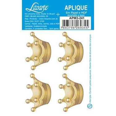 Imagem de Aplique Decoupage Coroas Masculinas Apm3-241 em Papel e Mdf 3cm Litoar