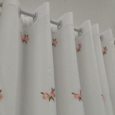 Imagem de Cortina Luxuosa Voil Bordado Alto Padrão De Cozinha 2,50x1,20 - Salvat