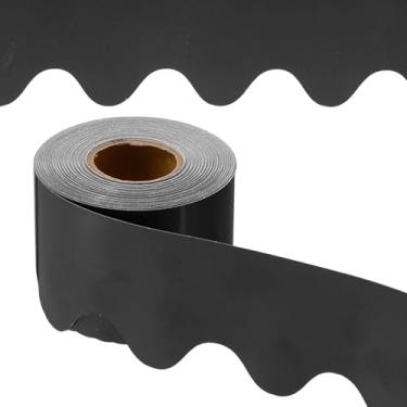 Imagem de PATIKIL Borda de quadro de avisos, pôster de 65,5 metros, quadro-negro, decoração de cortiça, bordas recortadas, decoração de parede para sala de aula e escritório, preto