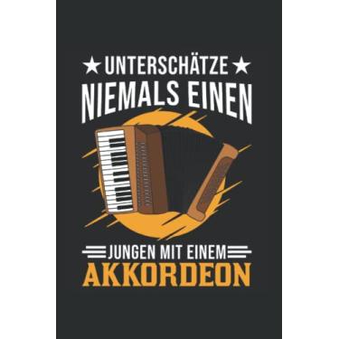 Imagem de Akkordeon Notizbuch: Akkordeon Junge Ziehharmonika Akkordeonist / 6X9 Zoll / 120 Linierte Seiten
