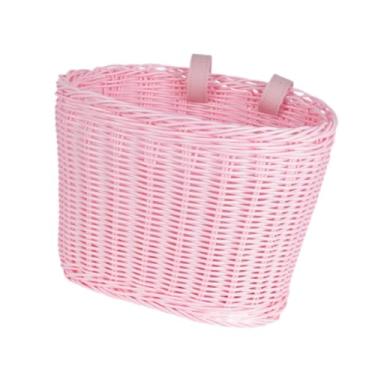 Imagem de Dynwave Cesta de bicicleta infantil, cesta de ciclismo, decoração de bagageiro de carga com alças, guidão de bicicleta, cesta frontal para compras, bicicletas, Pink L