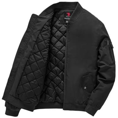 Imagem de Gopune Jaqueta Bomber Masculina Casual Outono Inverno Jaqueta Militar e Casacos Outwear Preto, M