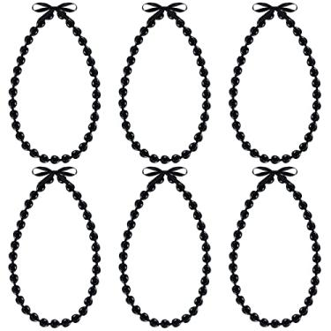 Imagem de Tondiamo Colar Kukui Nuts Lei grosso acrílico preto havaiano colar com laço de fita presente de formatura Tiki Luau Acessórios de festa para mulheres, homens e crianças, acrílico e fita, /