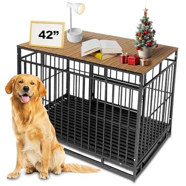 Imagem de Petmystify Topper de caixa de metal para cães com ímãs para caixa de 106 cm - Canil dobrável de alumínio decorativo para armazenamento de animais de estimação nogueira (apenas topper)