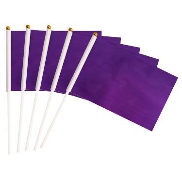 Imagem de Bandeiras BCLin Red Stick, pacote com 50 Mini bandeiras sólidas seguradas à mão pequenas em bastão, decoração exterior de 12,7 x 20,32 cm, decorações de festa, suprimentos para festas, celebrações de festivais