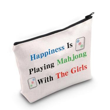 Imagem de JXGZSO Mahjong Bag Happiness is Playing Mahjong with The Girl Bolsa de jogo de tabuleiro para jogador Lucky Mahjong
