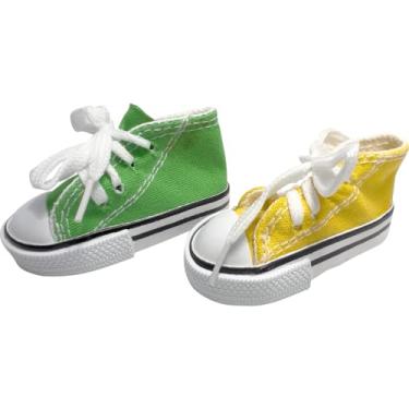 Imagem de Mandarin Bird Toys 5602 Pk2 Trituradores de tênis da M&M – Mini lona de algodão sola de borracha brinquedo de renda para pés, fácil de encher com material, perfeito para papagaio, papagaio, periquita,