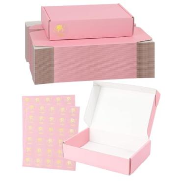 Imagem de TryDrem Caixas de Remessa de 9X6X2" para Embalagem, Caixas de Papelão Ondulado com 45 Unidades, Caixas de Correspondência Coloridas para Pequenas Empresas, Caixas de Correspondênci9X6X2 Polegadas,Rosa