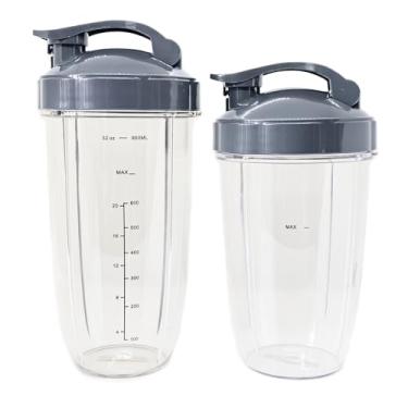 Imagem de Kits de copos de reposição para liquidificador de 947 ml e 680 g para Nutribullet Pro 600W e 900W - Peças de reposição com flip prático - Tampa de cima a