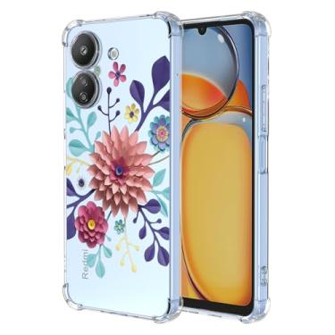 Imagem de JDYGWK Capa para Xiaomi Redmi 13C 4G Poco C65 com estampa de flores transparentes, TPU macio fino, leve, à prova de choque, capa protetora para celular para Xiaomi Redmi 13C 4G, flor eterna