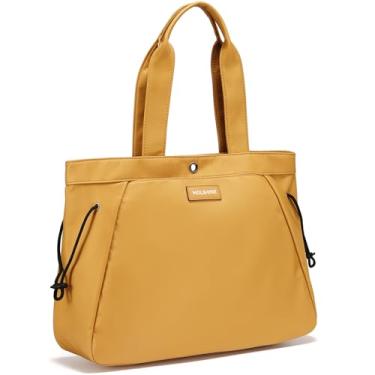 Imagem de molshine Bolsa Hobo grande, bolsa de mão de nylon com ajuste lateral, bolsa de ombro para treino, praia, viagem, mulher, modelo, Amarelo, marrom, Large