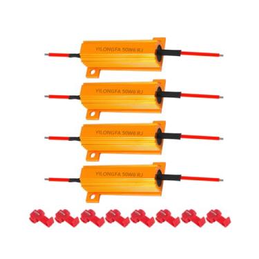 Imagem de LKAHG 4 peças de resistores de carga de carro 50W 6ohm, resistores de carga automotiva com 8 peças de clipes de fio rápido para fixar lâmpada LED código de erro de hiperflash rápido, universal para