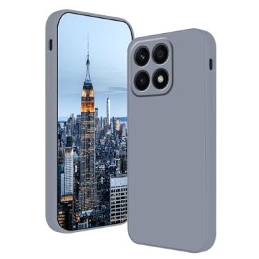 Imagem de Wousunly Compatível com Xiaomi 14T Pro, capa de silicone líquido, verde-escuro, toque suave para Xiaomi 14T Pro, capa fina de silicone à prova de choque (cinza)