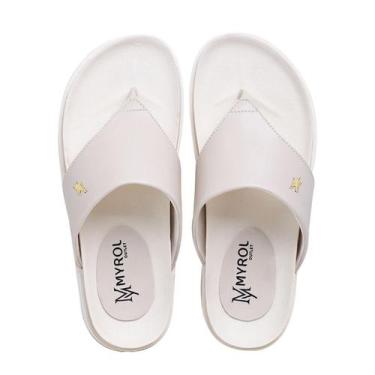 Imagem de Sandália Papete Chinelo Dedo Feminino Off White - Myrol Outlet, 35