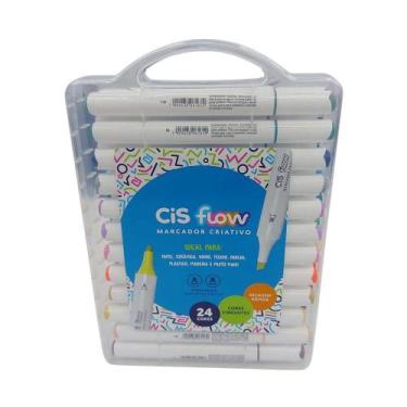 Imagem de Marcador criativo ponta dupla cis flow maleta com 24 cores