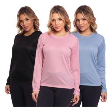 Imagem de Kit 3 Camisas Feminina Camiseta Térmica Proteção Solar Uv - MC Digital