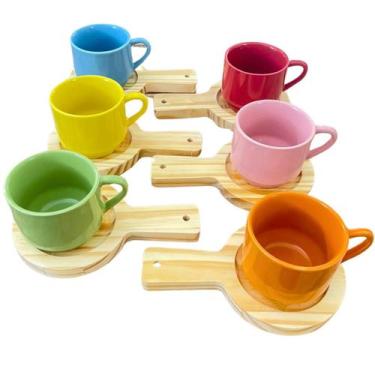 Imagem de Jogo 6 xícaras café/chá hotel 200ml c/ pires Pinus panela - Antilope D