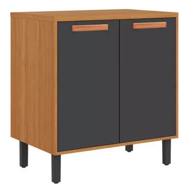 Imagem de Balcão Napoles 2 Portas para Cozinha Itatiaia Cor Cinamomo Grafite