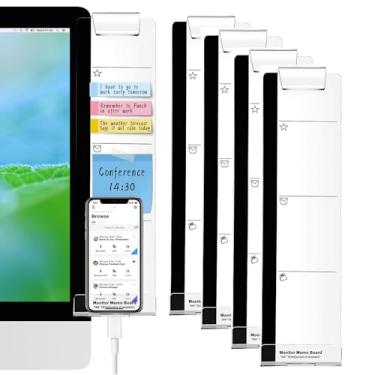 Imagem de Quadro de notas multifuncional para monitor de computador - painel lateral transparente do computador painel lateral criativo com suporte de telefone adequado para mesa de escritório em casa, esquerda e direita (4 peças)