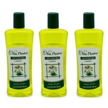 Imagem de Shampoo Camomila Extrato de Flores Clarear cabelos 300ml 3un - Vitalab