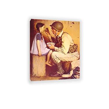 Imagem de Norman Rockwell Prints-Canvas Print Wall Art Famous Painting-'The American Way' Art Reprodução de arte cartazes de imagem em tela - para decoração de parede de sala de estar 70 x 90 cm (28 x 35 pol)