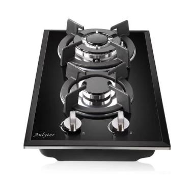 Imagem de Fogão a Gás Anlyter 30cm - 2 Queimadores, Vidro Temperado Preto, 110V