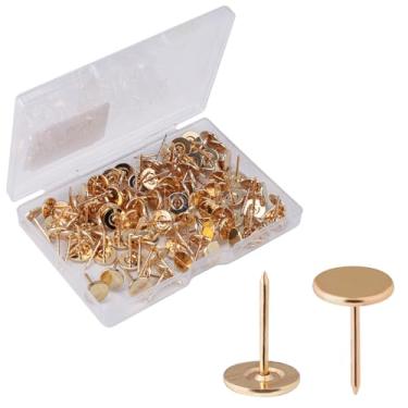 Imagem de 100 peças de tachas de polegar resistentes, alfinetes de cabeça chata de liga para estofados, pregos decorativos para estofamento de tecido de madeira, quadro de avisos, cortiça, quadro de avisos