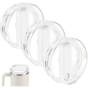 Imagem de Pacote com 3 tampas de copo de 1,134 g adequadas para Stanley Cup, tampas de substituição adequadas para Stanley Adventure Quencher Copo de viagem 1,134 g, tampa transparente à prova de derramamento