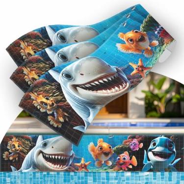 Imagem de Kit 10 Adesivos Piscina Vinílico Fundo do Mar Tubarão 100x20cm - Resit
