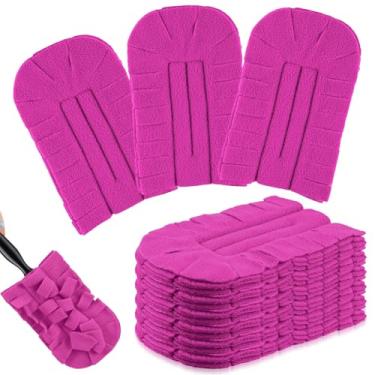 Imagem de Zubebe 6 peças refil de espanador de lã refis de limpeza reutilizáveis laváveis almofadas para limpeza ventilador de teto madeira janela chão de cozinha, cores arco-íris (vermelho pêssego)