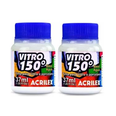 Imagem de Kit Com 2 Tintas Vitro 150° Vidro e Porcelana 37ml - Branco 519 - Acrilex Resistente a Lavagens! Para Dar Um Acabamento Vibrante E Duradouro Às Suas Peças Garantindo A Durabilidade E A Beleza Dos Seus Projetos