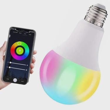 Imagem de Lampada Smart Led Inteligente Wifi App Celular rgb 10W Ajustavel Iluminaçao Dimerizaçao Multicor Decoraçao Quarto Casa Programavel