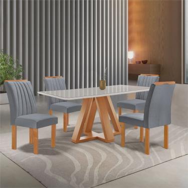 Imagem de Conjunto Mesa Tampo Smart Plus Vidro Kyra 120cmx90cm 4 Cadeiras Arizona