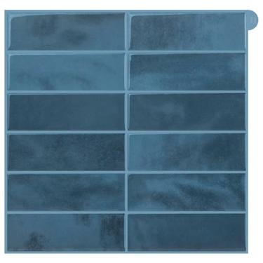 Imagem de Azulejos Backsplash Blue Peel and Stick para cozinha, pacote com 10 azulejos autoadesivos de vinil à prova d'água (30 x 30 cm)