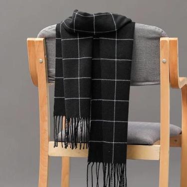 Imagem de Cachecol De Caxemira De Inverno Masculino Quente Casual Designer De Mo