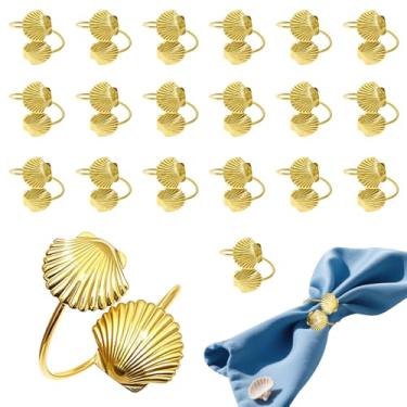 Imagem de Davifina Conjunto De 20 Porta-Guardanapos De Conchas Douradas Com Tema De Praia Havaiana Para Festa De Casamento E Decoração De Mesa De Jantar