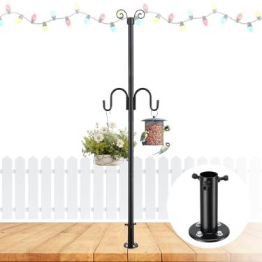 Imagem de Postes de luz para uso externo com gancho, poste de iluminação de 2,5 m para pendurar luzes de cordão, 3 métodos de instalação postes de luz pendurados para deck, pátio, cerca, jardim, quintal