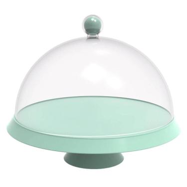 Imagem de Porta Bolo 25cm Verde Menta com Cúpula e Pé Bubble  Crippa T